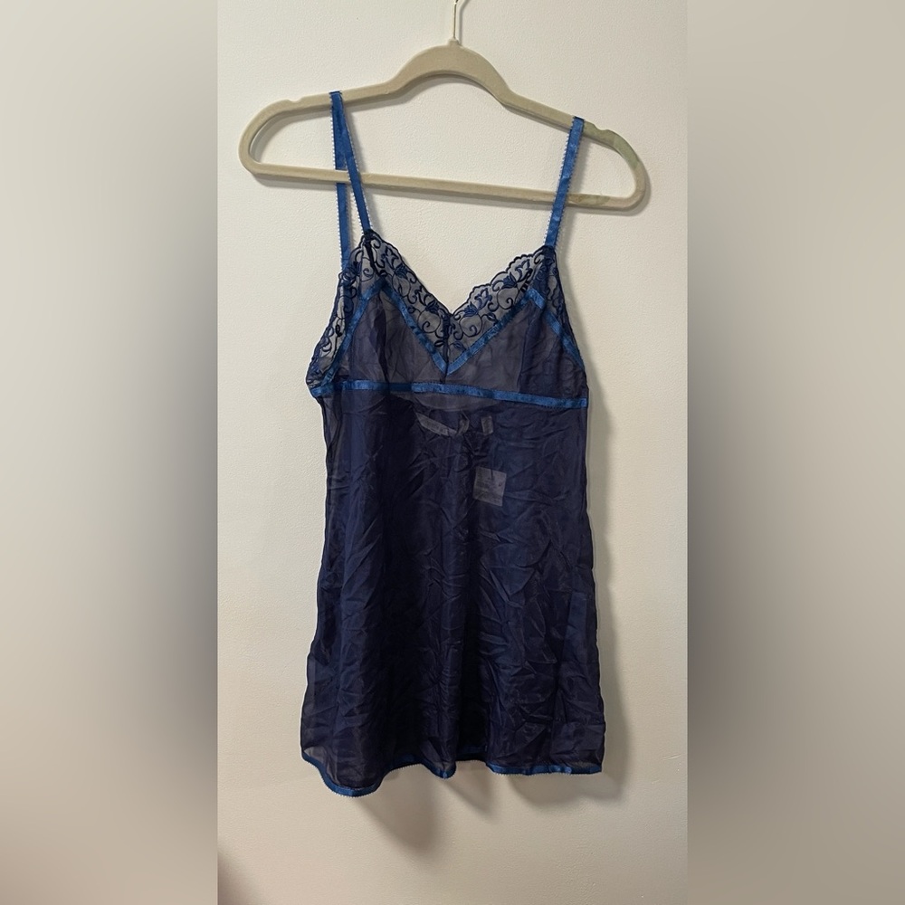 Vintage Victoria’s Secret NWT Sheer Navy Blue Lace Slip